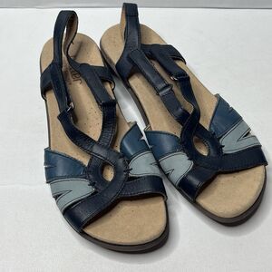 Hotter Blue Leather Adjustable Straps Comfort Sandals Womens Size UK 5.5 US 7.5